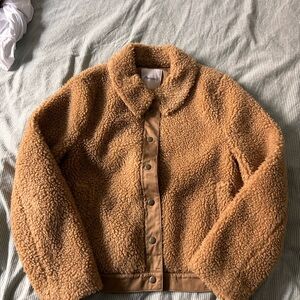 Madewell Tan Teddy Jacket Plush Fleece Collared